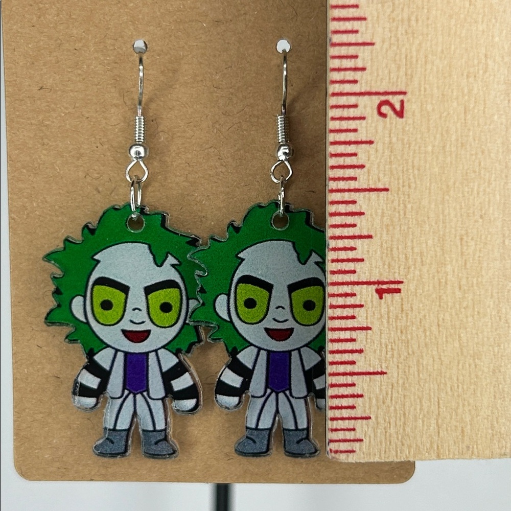 Beetlejuice Character 2D Acrylic Earrings Fashion Jewelry - Picture 2 of 4